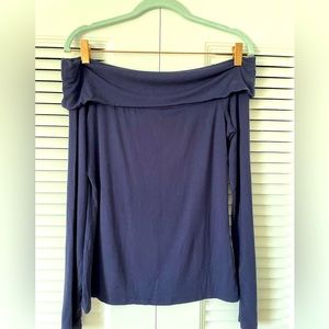 Banana Republic Navy Long Sleeve Off-the-Shoulder Top